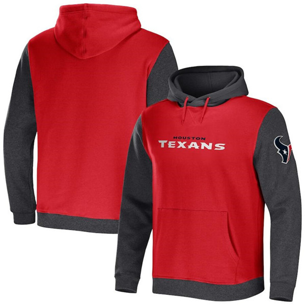Men's Houston Texans x Darius Rucker Collection Red/Charcoal Colorblock Pullover Hoodie